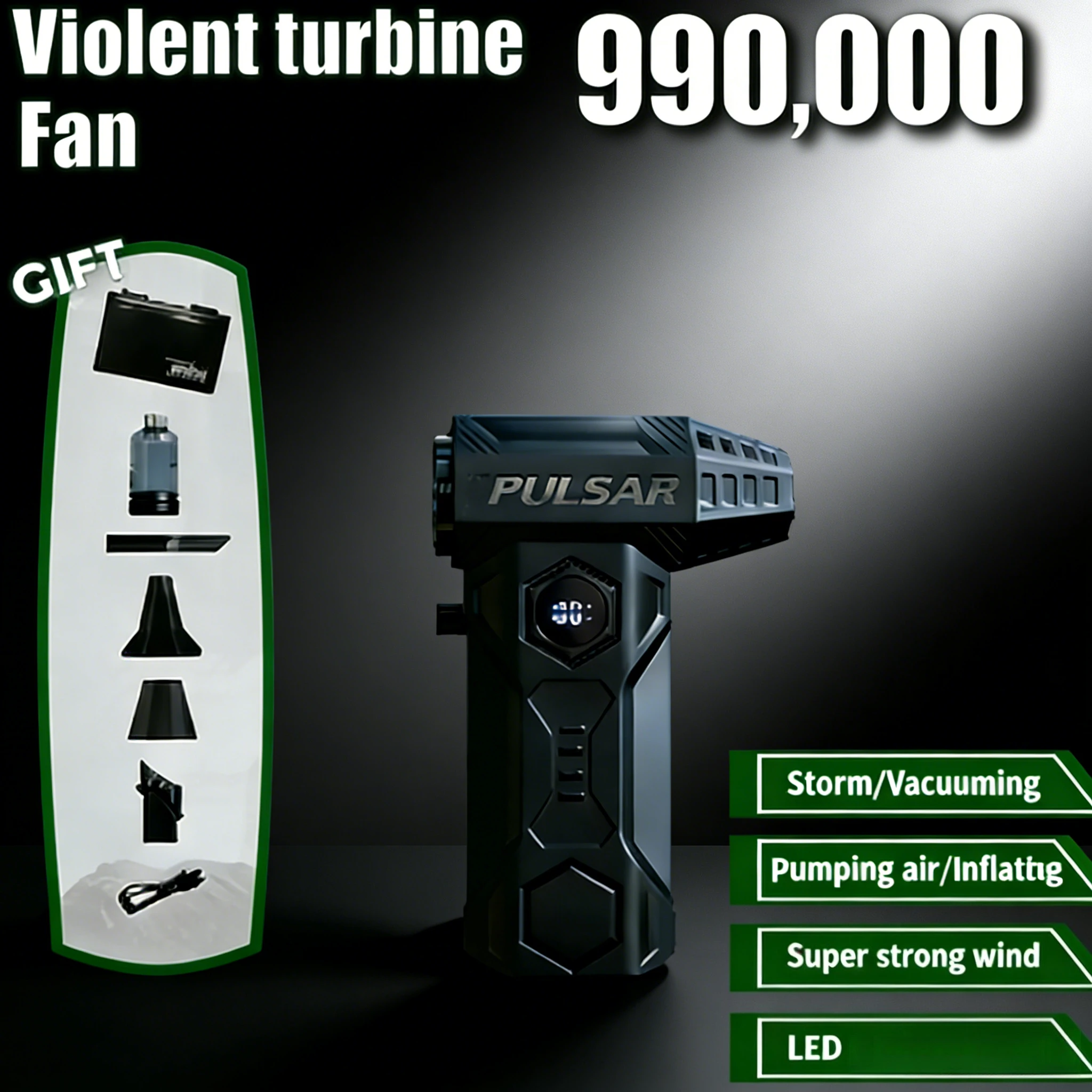 

X11Pro 990000RPM 75m/s Brushless Blower 10000mAh 2-in-1 Hurricane Vacuum Cleaning Kit