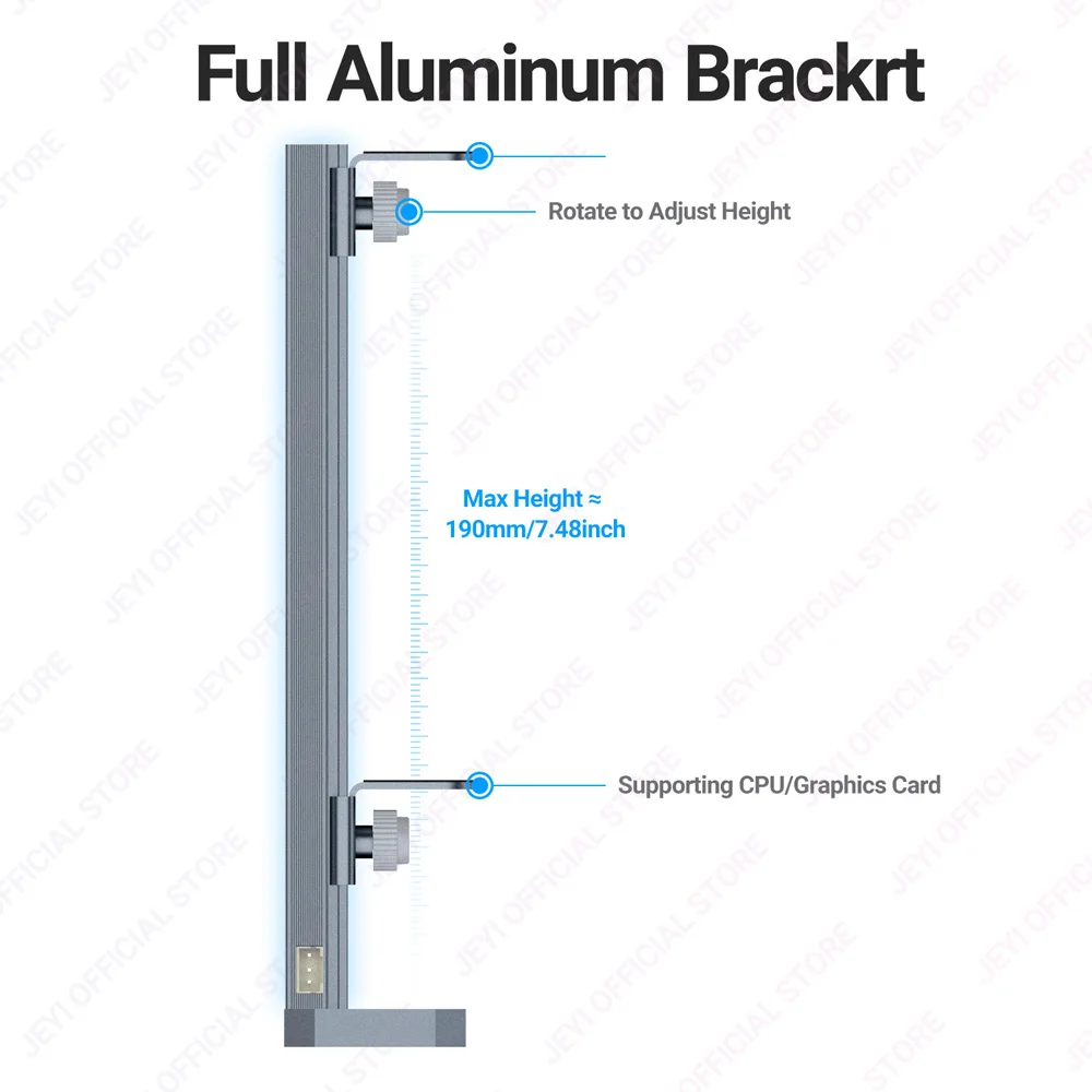 JEYI RGB GPU Graphics Card Support Bracket Aluminum Alloy Video Card Holder,  Built-in 5V ARGB SYNC Lamp, Adjustable Height