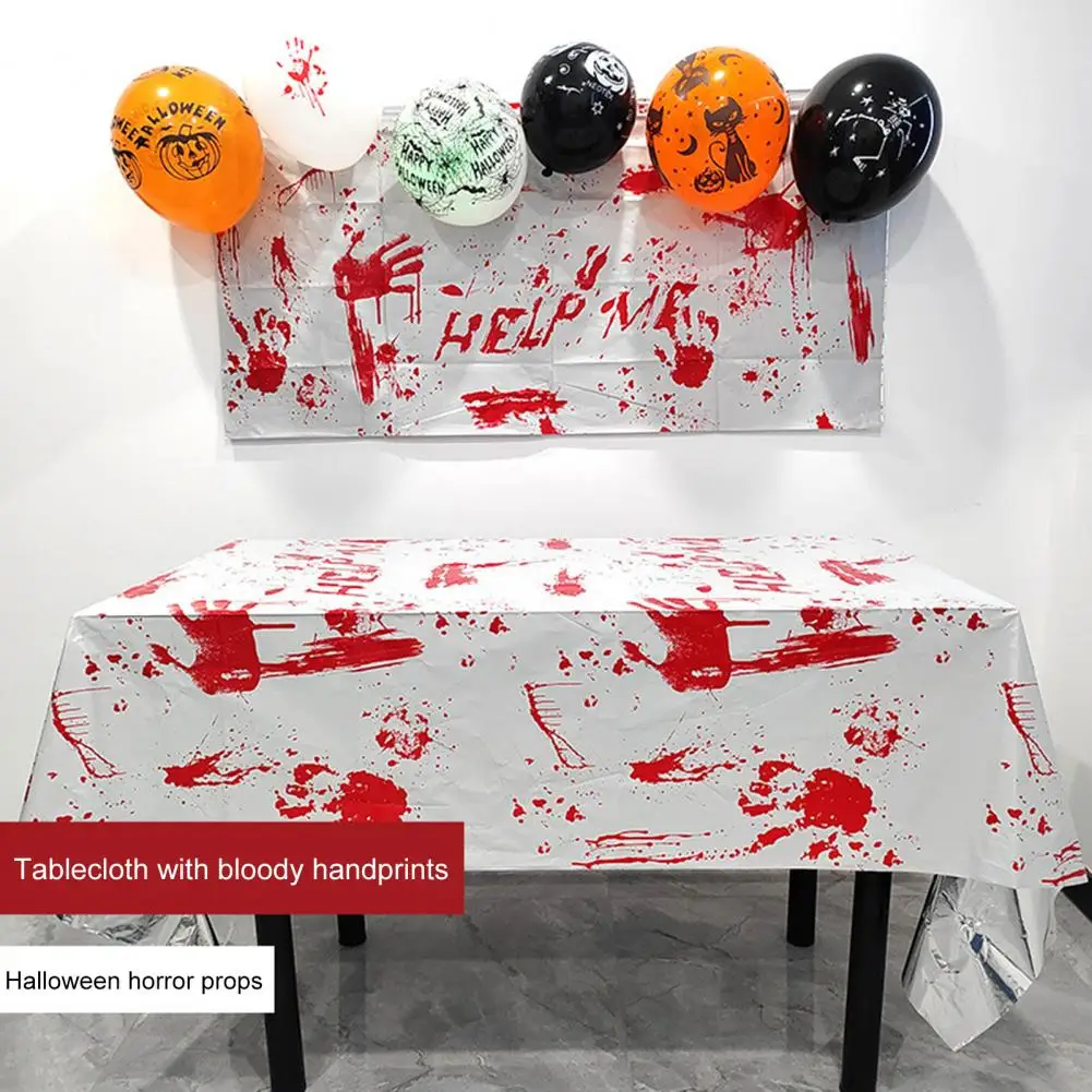 Halloween Tablecloth Disposable Plastic Waterproof Dining Table Cover Pumpkin Blood Hand Pattern Tablecloth Party Decoration