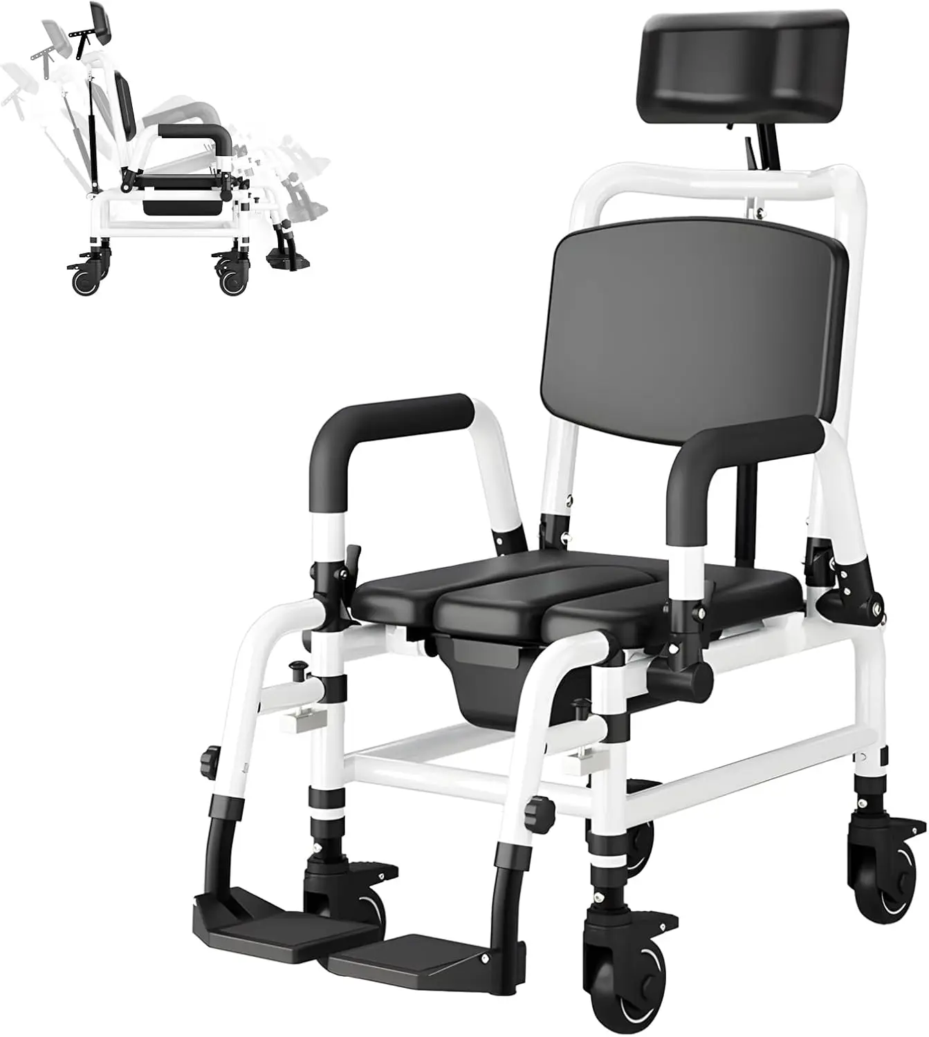 Duschhocker mit Rädern, mobile Toilettenlösung für Senioren Menschen mit Behinderung，