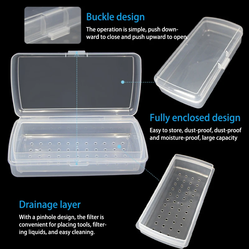 Nail Art Tool Sterilizing Tray Clear Dustproof Organizer Storage Case Disinfection Box For Manicure Tool Tweezers Salon