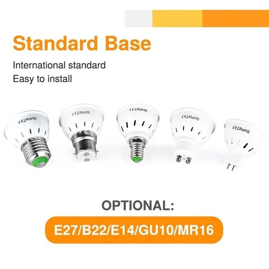 GU10 LED E27 Lamp E14 Spotlight Bulb 48 60 80leds lampara 220V GU 10 bombillas led MR16 gu5.3 Lampada Spot light High quality