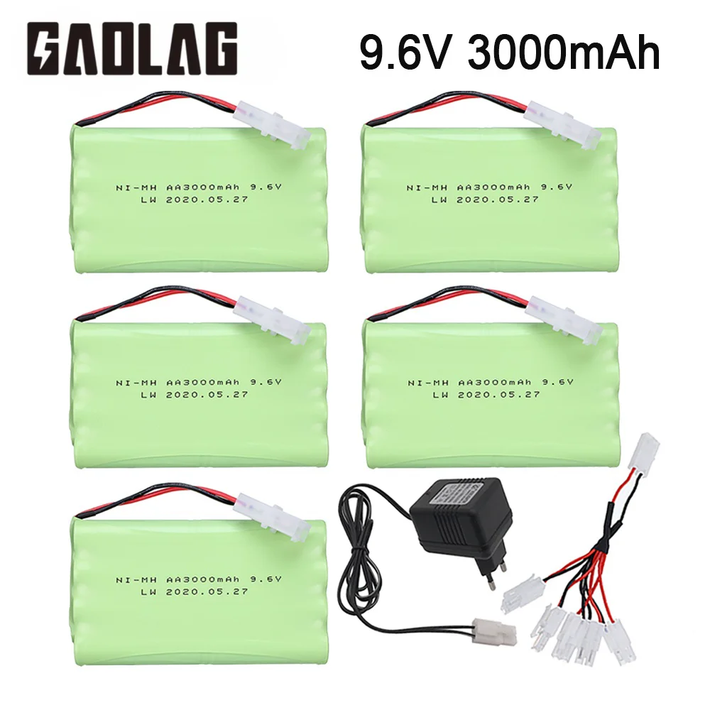 9.6v 3000mAh Ni-MH Rechargeable Battery + Charger Set For Rc toys Car Boat Tank Robots Gun AA NiMH 9.6v 2400mAh Battery Pack