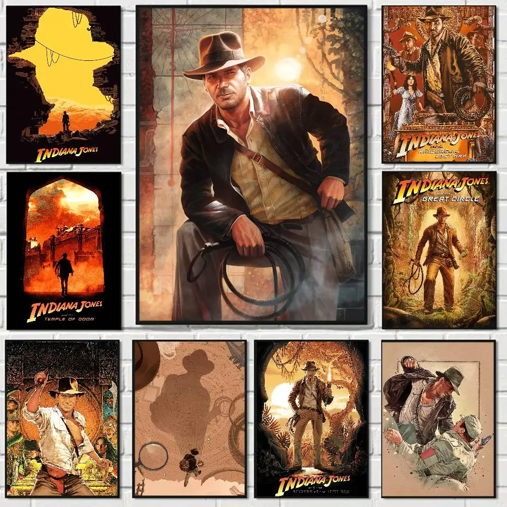 Movie Indiana Jones Anime Poster Wall Art For Home Bar Cafe Movie Theater Decor DIY Vintage Print For Un