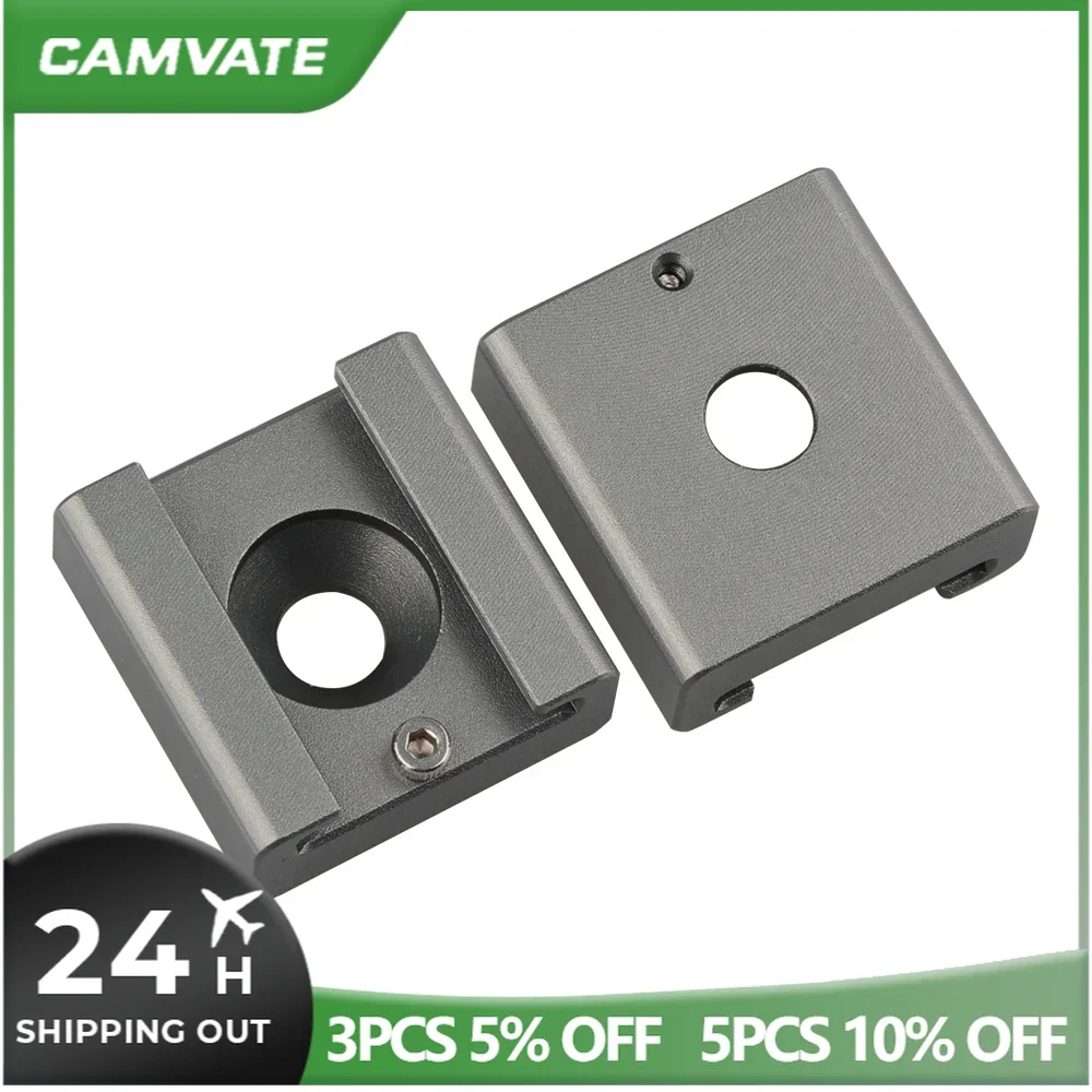 CAMVATE 5ชิ้น Cold/Hot Mount Mount กับ1/4สกรูสำหรับกล้อง DSLR Rig/แฟลช/ไฟ LED/ไมโครโฟน/ติดตั้ง