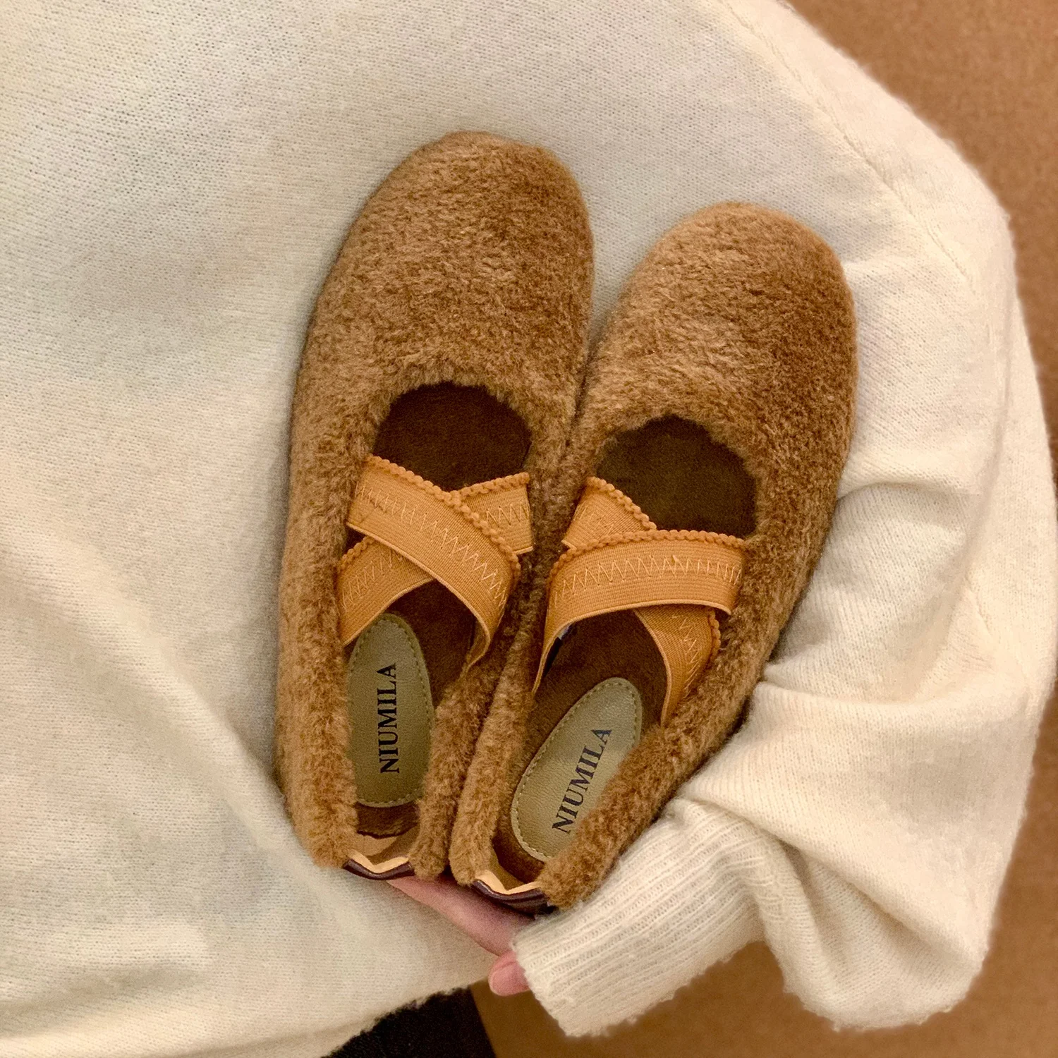 バレリーナシューズ-女性用-2026年-秋冬-レトロ-フラットシューズ-メリージェーンシューズ-バレリーナシューズ-ローファー-ファー付き