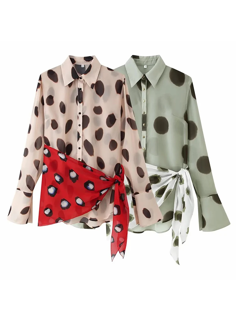 Women Music Festival Silk Scarf Strap Patchwork Dress Women Sexy Single-Breasted Full Sleeve Polka Dot Print Hottie Lady Dress
