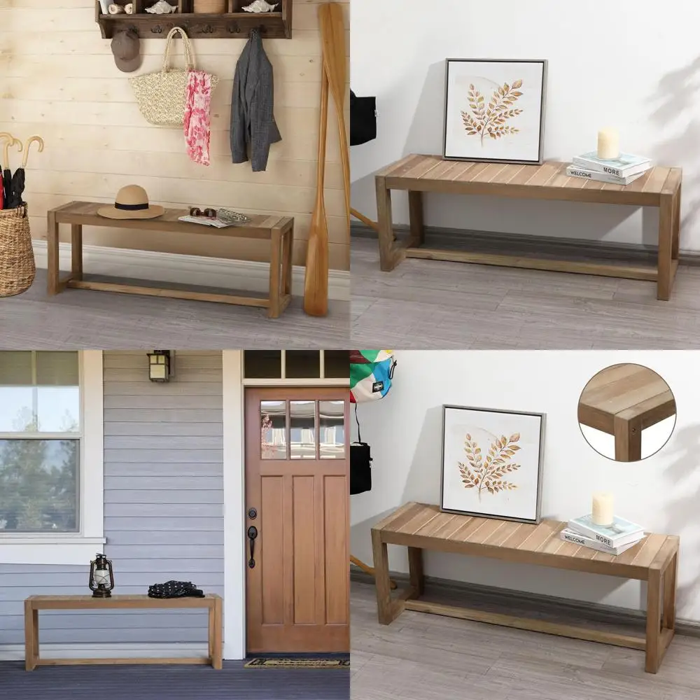 Solid Wood 43 Entryway Bench by Wnutrees, Splicing Design for Living, Dining, or Bath, Natural Finish