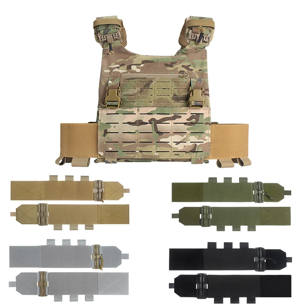 Vest Quick Release Side Waist Belt Tactical EDC Elastic Waistband molle Quick Release Buckle Kit for JPC CPC NCP Accessories