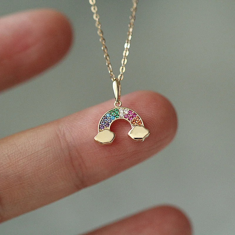 Rainbow Shaped Pendant, South Korea's K-Gold Department, Exquisite, Colorful, White Stone, A Batch of 9K, kj380