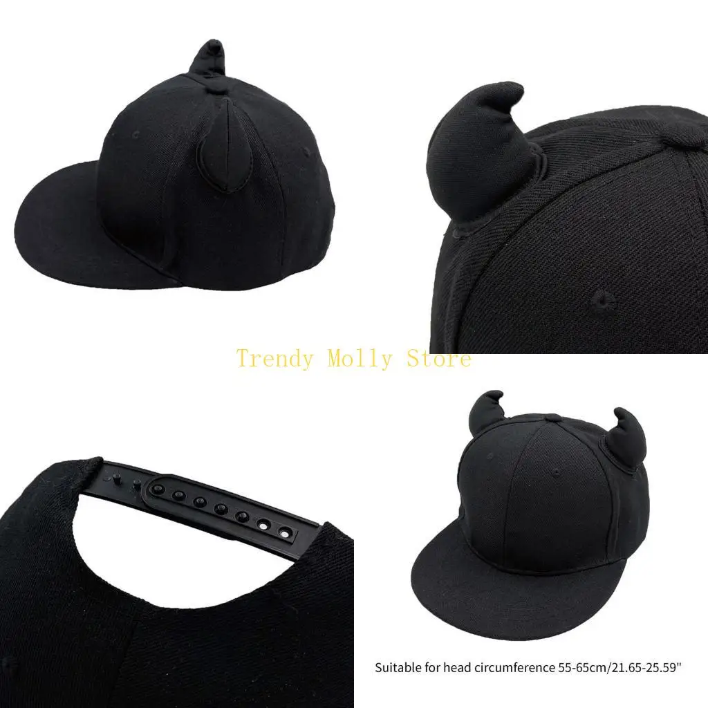 N5kb هالوين الشيطان قرن البيسبول قبعة للجنسين للبالغين المشي لمسافات طويلة صيد البيسبول قبعة البيسبول