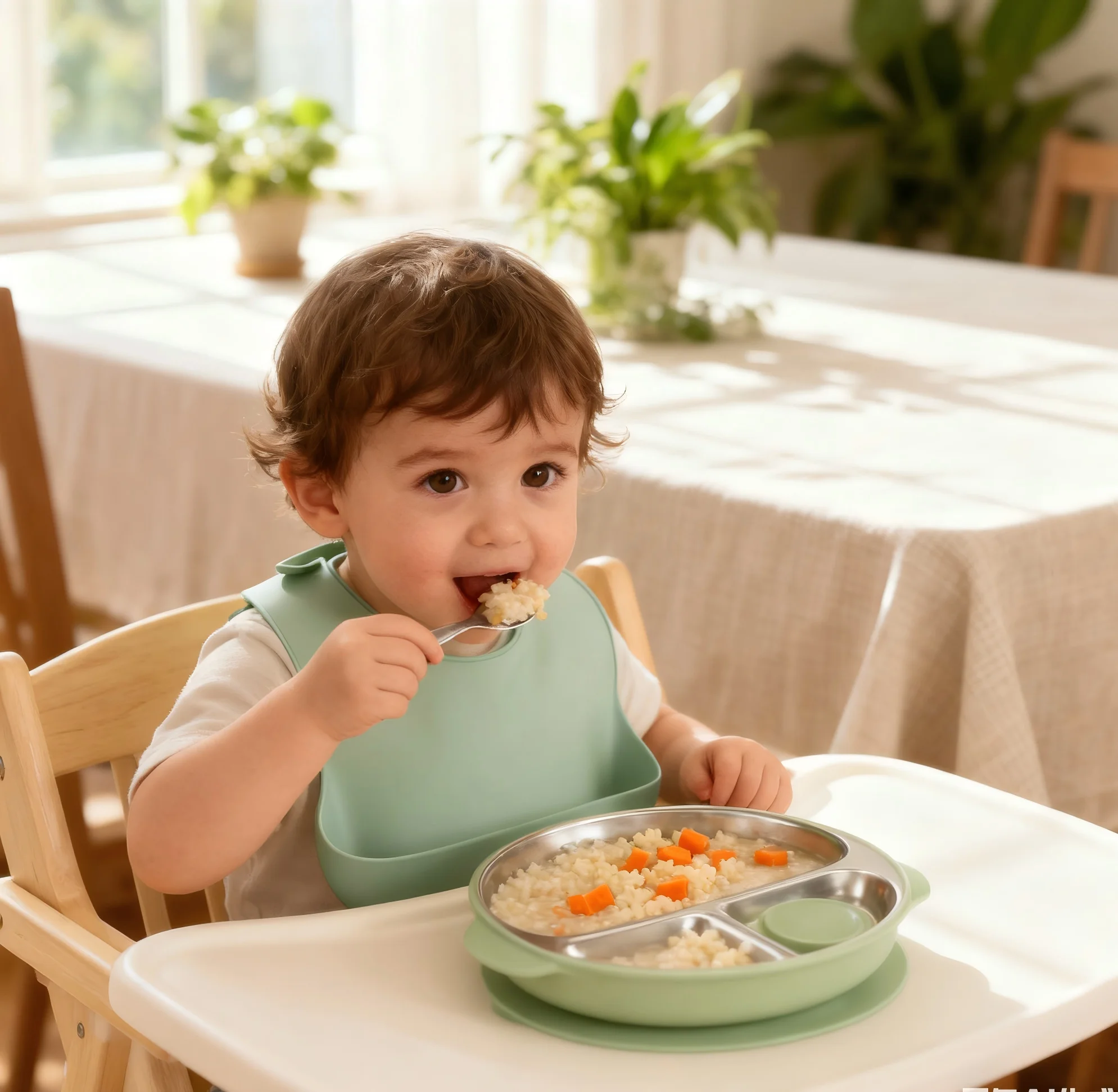 Kindergeschirrset aus Edelstahl und Silikon, hochtemperaturbeständig, leicht zu reinigen, Weihnachtsgeschenk
