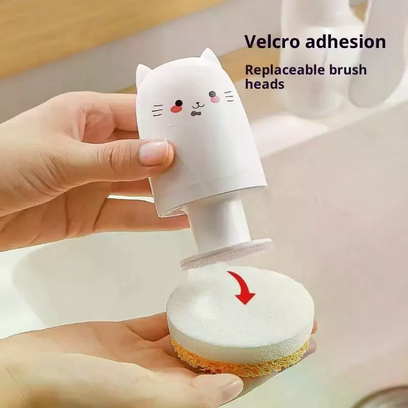 

Милый кот, кухонная губка для мытья посуды, щетка для горшка, древесная целлюлоза, хлопок, волшебная щетка для чистки, специальный инструмент для сжигания на кухне