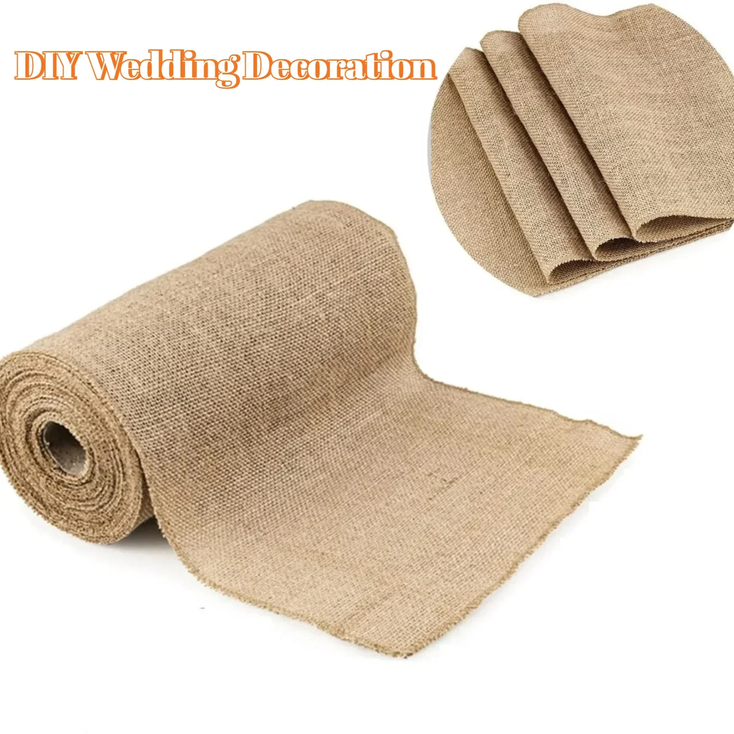 

30cm Width 10M Length Jute Linen Material Table Runner Natural Household for Country Wedding Party Decor DIY Table Decoration