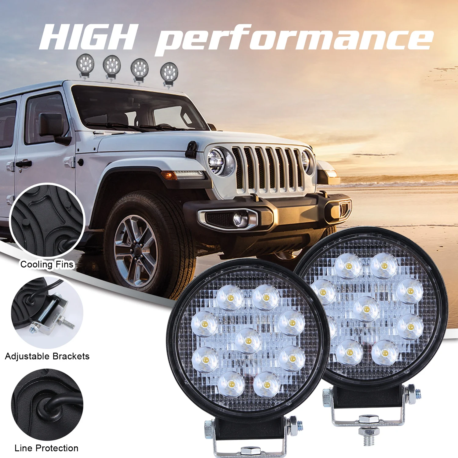 

90W Led Bar Spotlights Round Car Headlights Led 12V 24V Led Fog Lamp Super Bright Work Light for Trucks Off Road 4x4 Acessorios