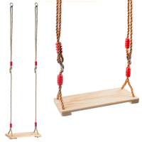 Wood Garden Swing Portable Heavy Duty Adjustable Rope Children Hanging Seat Indoor Outdoor Household Living Room Park Chair