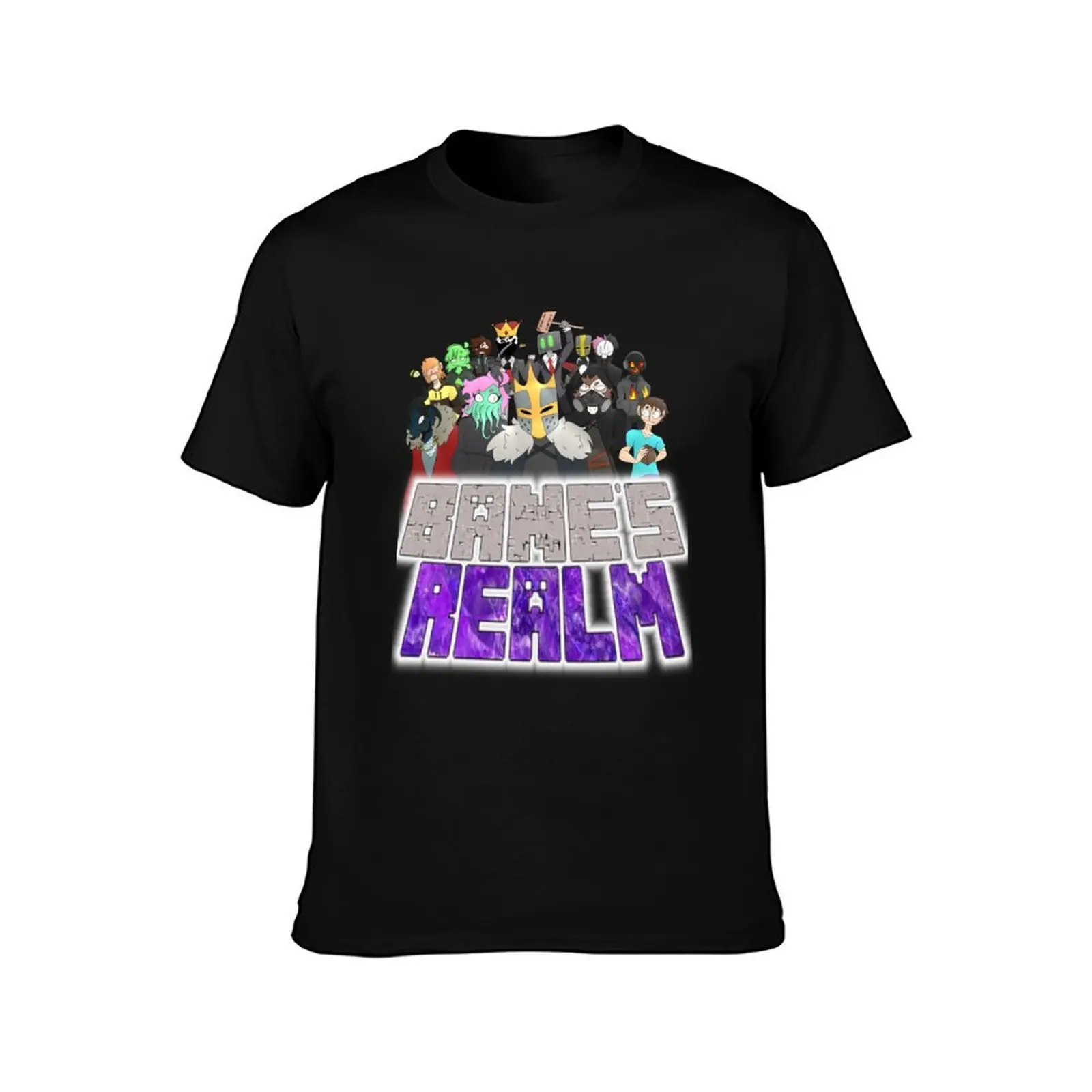 banes realm text with community & gloss T-Shirt, Summer Casual Cotton Tee, Oversized Streetwear Tops, Vintage Graphic Print