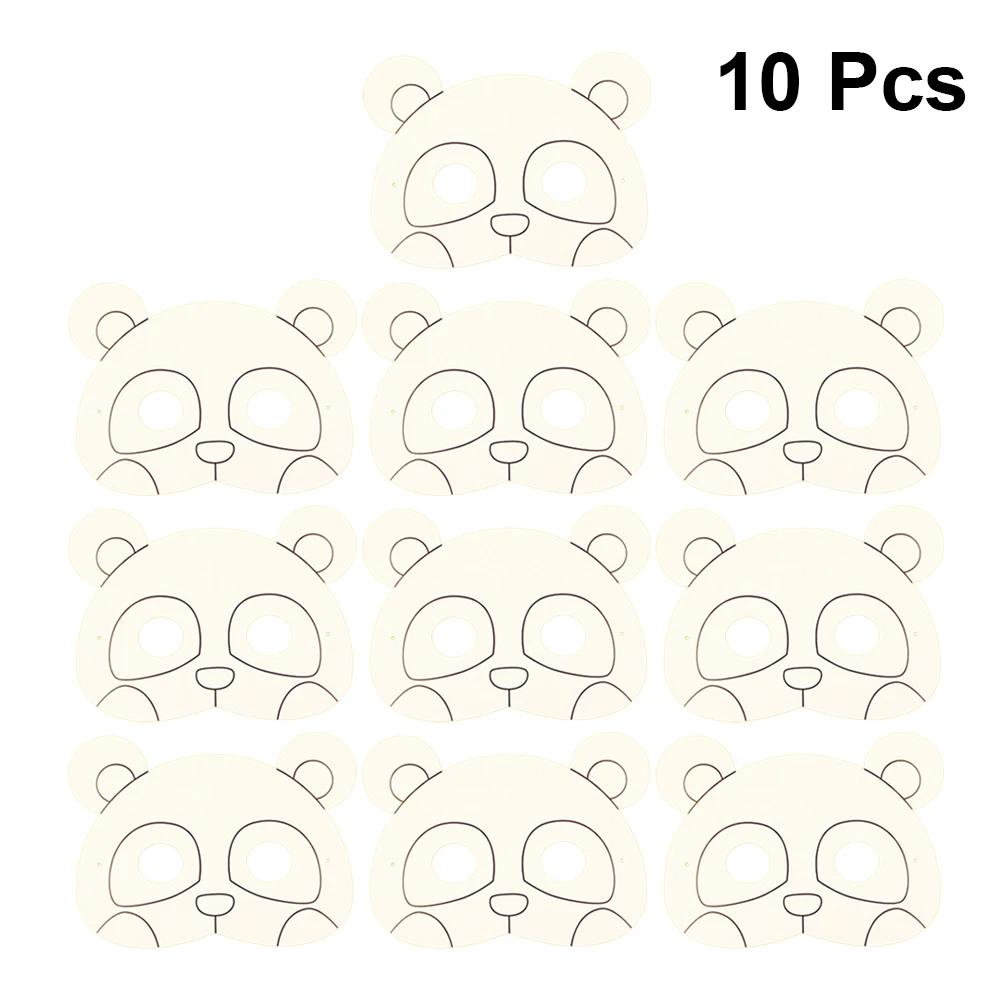 10 قطع من أقنعة الحيوانات الكتابة على الجدران، قناع الحرف اليدوية الفارغة التي يمكنك صنعه بنفسك، أقنعة ورقية ملونة مسبقة القطع، قناع الحفلات للقناع الأبيض