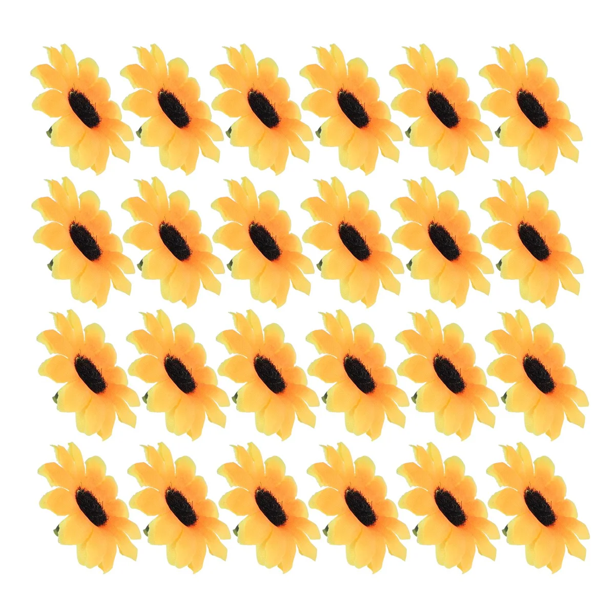 AT77 100 peças de girassol artificial pequena margarida gerbera cabeças de flores para decoração de festa de casamento (amarelo e café)