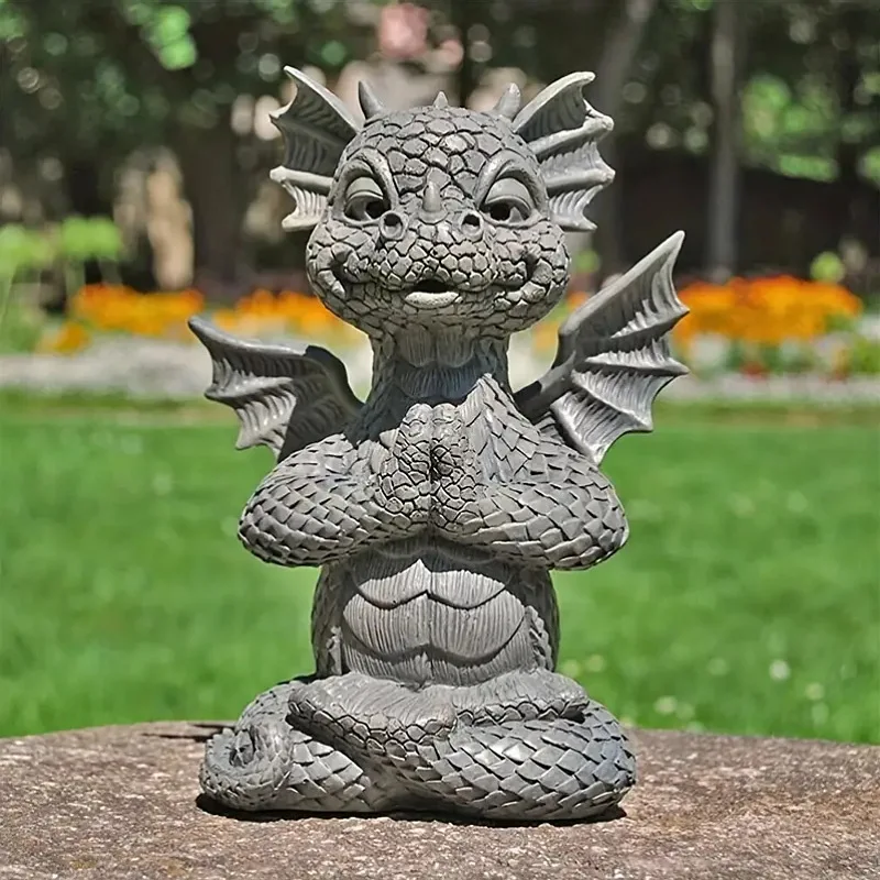 

Garden Statue Dragon Meditation Statue Resin Decoration Dinosaur Modeling Sculpture Outdoor Yard Decoration Home Decor