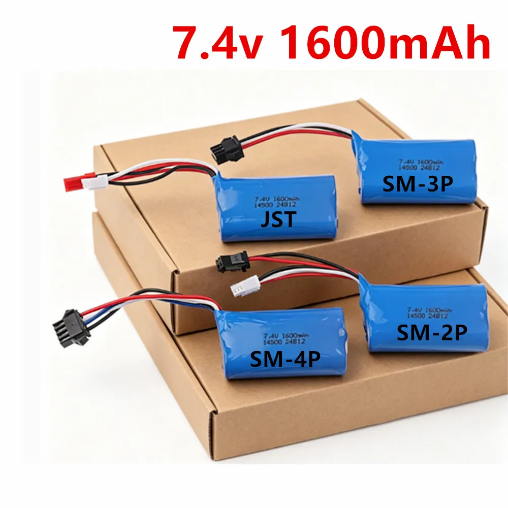 14500 Battery 7.4V 1600mah Li-ion Battery for Remote Control Boats Cars Water Bullet Guns Toys Parts