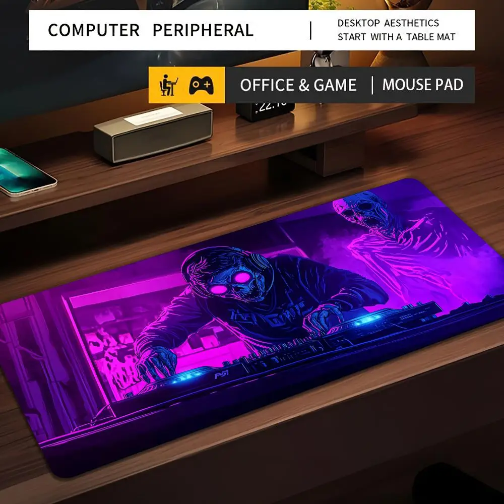 

Neon-style skeleton party Mouse Pad Desk Mat Non-Slip Durable office mouse mat gaming mats with Stitched Edge HD printing
