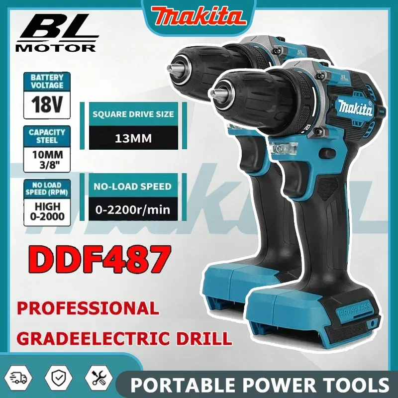 

Makita DDF487 High Torque LXT Variable Speed Tool with Brushless Motor Cordless Brushless Electric Drill Driver Compact