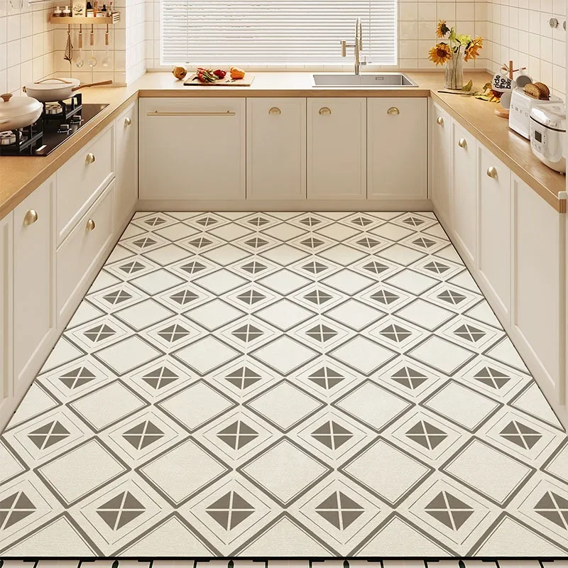 Wear-resistant Kitchen Floor Mat Home Antifouling Oil-proof Waterproof Rug PVC Leather Washable Easy Clean Carpet Ковер Tapis 러그