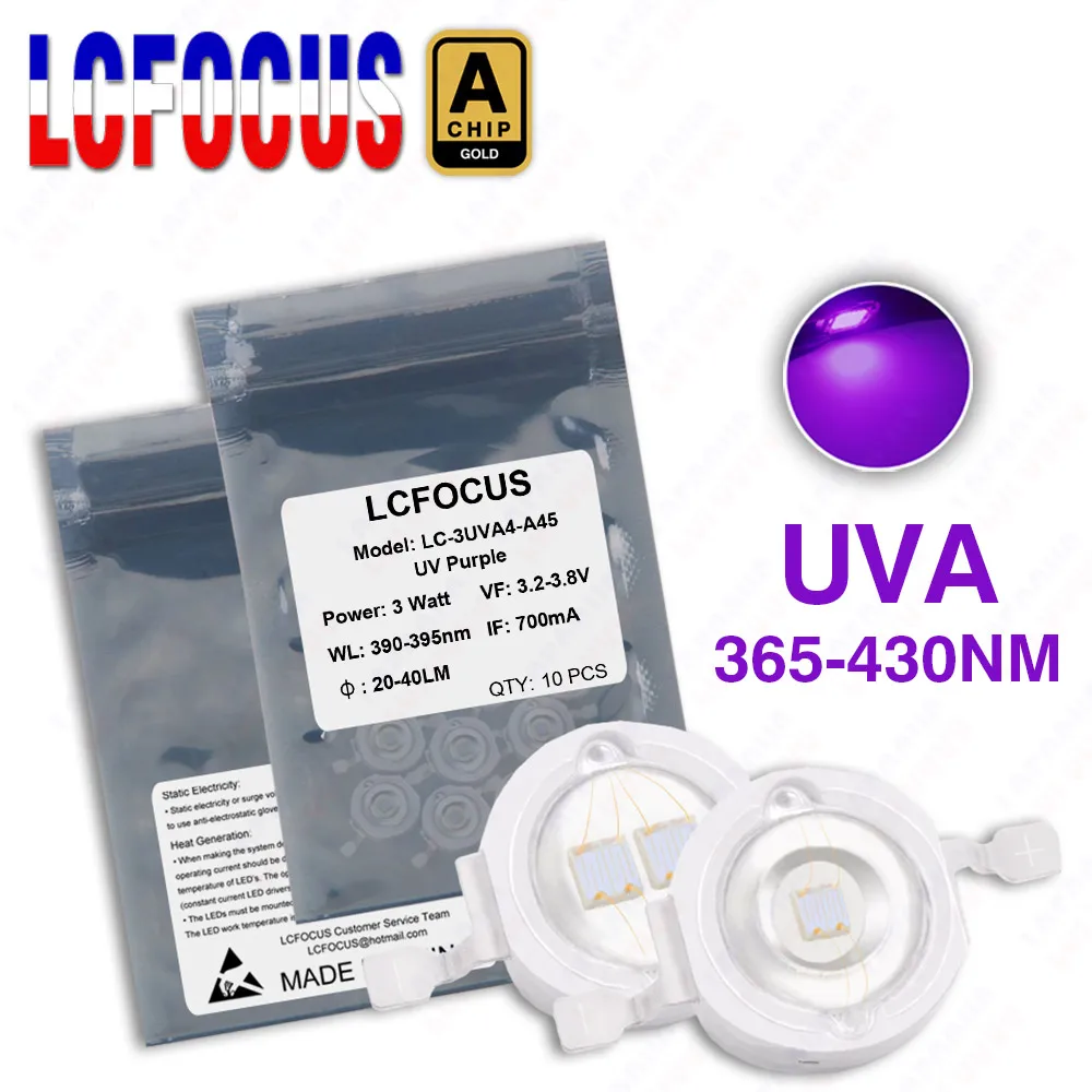 Chip LED viola UV ad alta potenza 365nm 370nm 375nm 380nm 385nm 395nm 400nm 405nm 410nm 420nm 425nm COB luci ultraviolette 1W 3W 5W