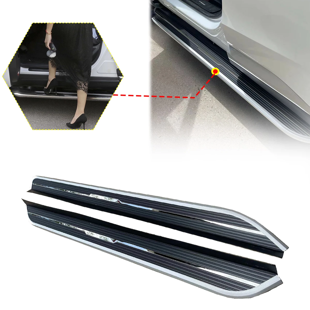 2PCS Side Step fits for Hyundai Santa Fe 2024 2025 Running Board Nerf Bars Stairs Aluminium Pedal