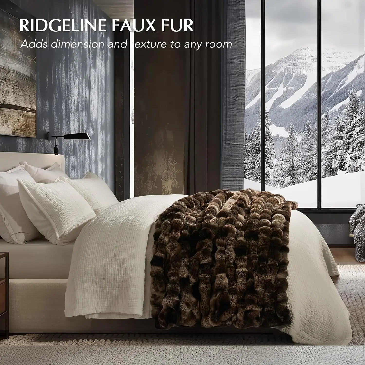 EverGrace Faux Rabbit Fur Bubble Throw Blanket, 60