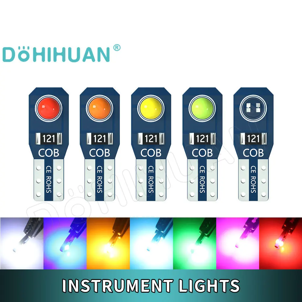 

DOHIHUAN 8PCS T5 Led Bulb COB W3W Instrument Dashboard Plate Panel Meter Neo Wedge Warning Indicator Auto Car Light Signal Lamp