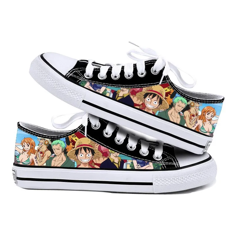 

One Piece Peripheral Low Top Canvas Shoes Riman Printed Flat Shoes Boys And Girls Student Sneakers Couple Shoes Birthday Gift