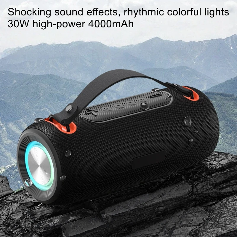 Bluetooth speaker outdoor portable 30W high volume and high sound quality speaker IPX6 waterproof rhythmic color light