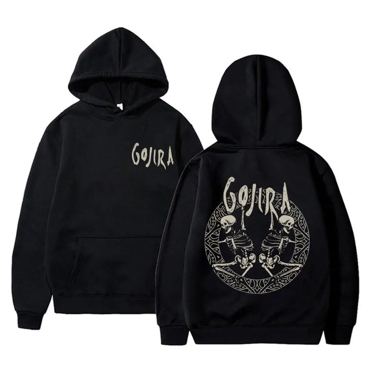 

Metal Band Gojira Skeleton Double Sided Graphic Print Print Hoodie Women Autumn Fleece Hoodie Long Sleeve Fashion Streetwear