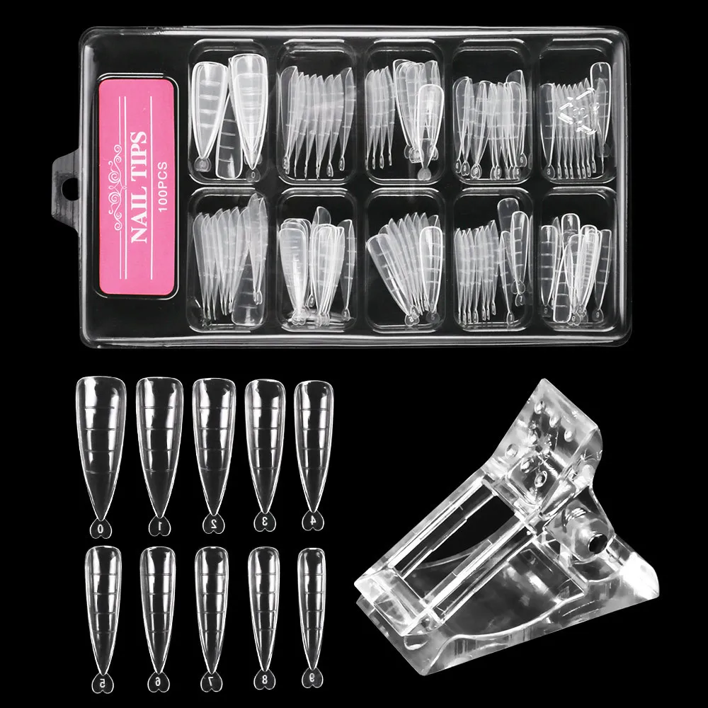 Acryl Full Cover Quick Building Manicure Tools Met Clip Nail Dual Forms Nail Art Mold Tips Valse Nagels Diy Nail Decoratie