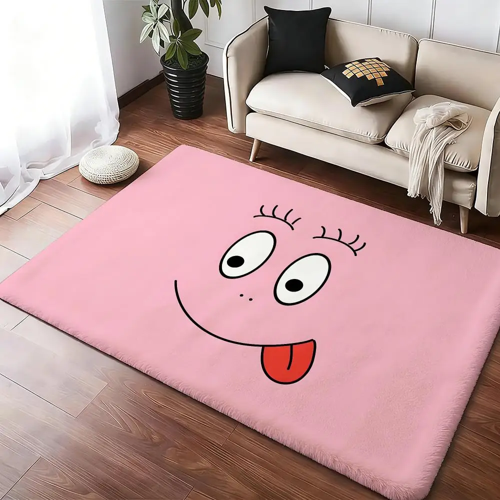 Cartoon Barbapapa Cute Floor Mat Soft Thickened Absorbent Non-Slip Bedroom Living Room Door Mat Home Decor Flannel Rugs