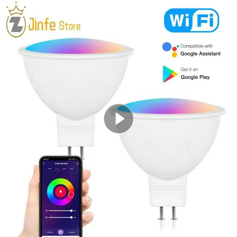 

Smart LED Bulb WIFI Connect GU5.3/MR16 DC12V Mini Spotlight 5W Lamp Work With Alexa Google Home Lighting RGBCW Color Changing