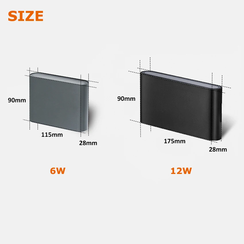 6W/12W Waterproof Outdoor/Indoor LED Wall Light Modern Minimalist Wall Lamp for Balcony Porch Garden & Bedroom Decor