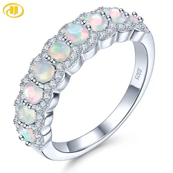 Natural White Opal Sterling Silver Women's Rings 0.6 Carats Genuine Faced Opal Classic Fine Jewelry Design S925 Birthday Gifts