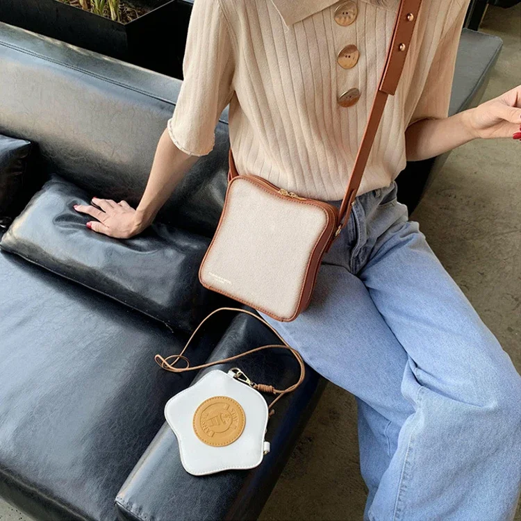 مجموعة حقائب كروس صغيرة للنساء ذات طابع الطعام المحمص والبيض، محفظة مركبة لطيفة على شكل بيضة، هدية مثالية للفتيات #4