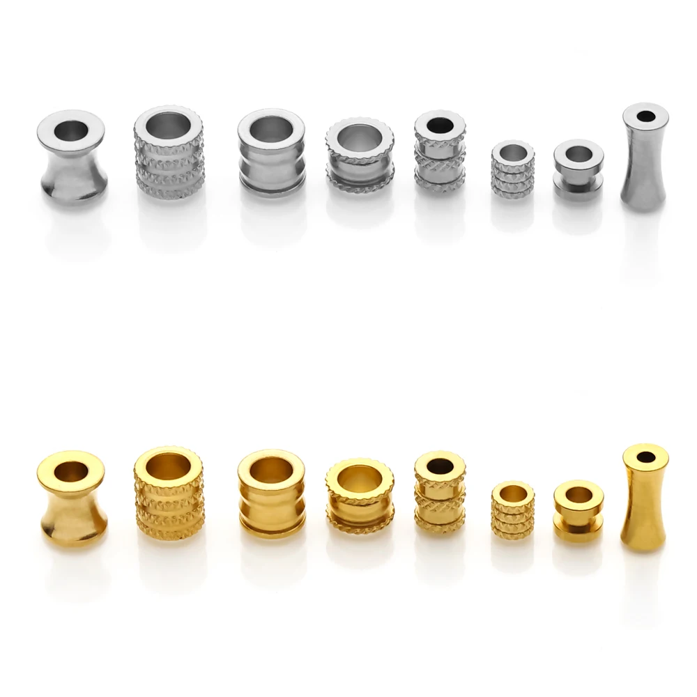 20pcs Stainless Steel Spacer Beads Large Big Hole Beads Charm Pendants for Jewelry Making DIY Bracelet Necklace Supplies