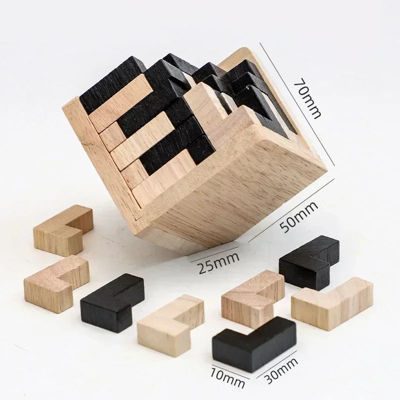 3D Cube Puzzle Luban Interlocking Creative Educational Wooden Toy Brain Mind Early Learning Game Gift For Children Letter 54T