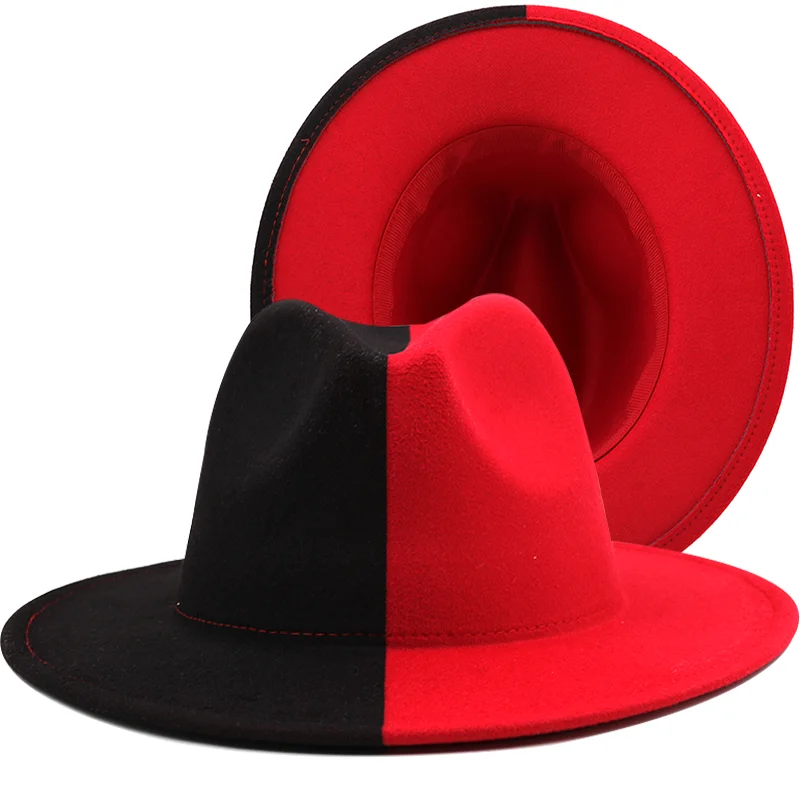 Sombrero Fedora de Jazz para hombre y mujer, gorro de fieltro de lana de retales, de ala ancha, Trilby, de vaquero, para fiesta de Panamá, color