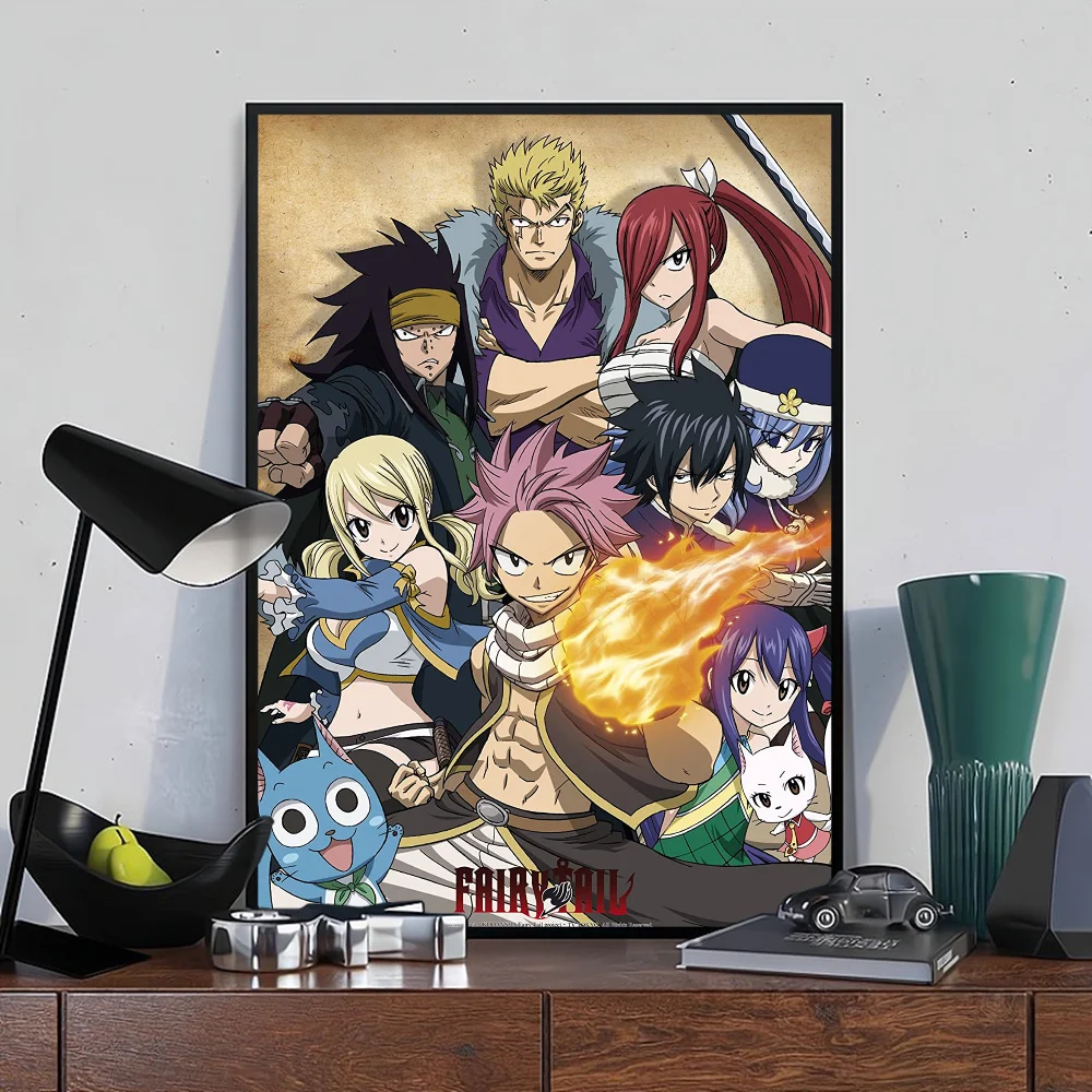 Anime Fairy Tail Self-adhesive Art Poster Fancy Wall Sticker for Living Room Bar Decoration Vintage Decorative Painting