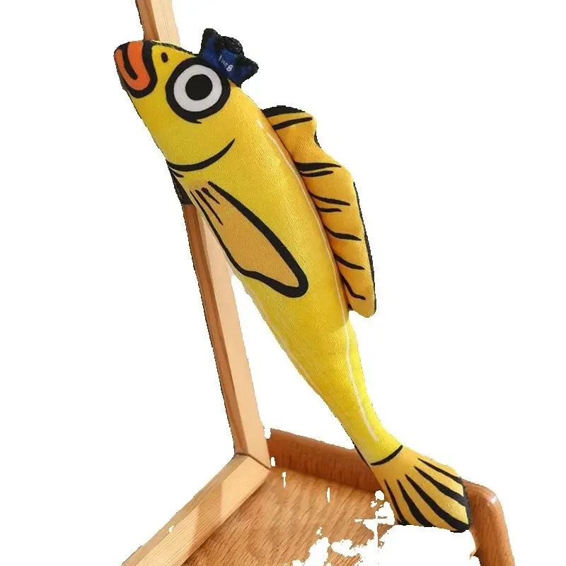 30CMの可愛い長い黄色いクローカーぬいぐるみ、柔らかい大きな目、脚が魚の形をした人形、子供への誕生日やクリスマスプレゼント