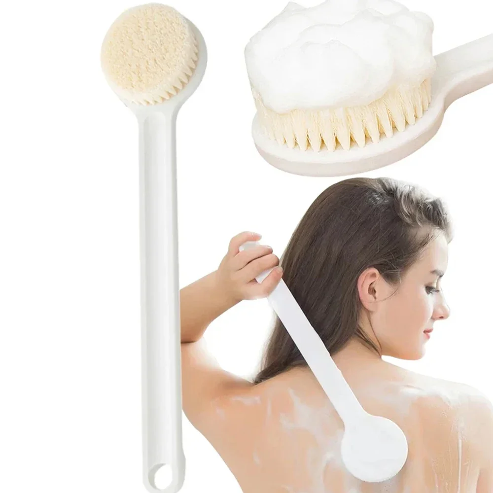 Long Handle Bath Brush Exfoliating ScrubberBody Scrub Back Massage Brush Shower Brush Sponge Exfoliator Cleaning Bathing Tools