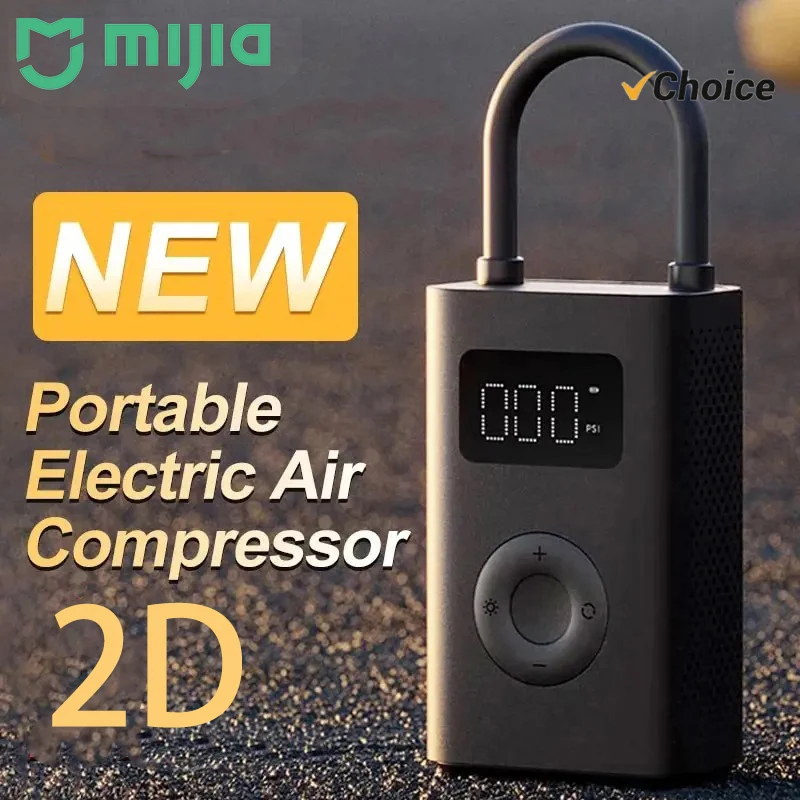 Novo 2025 xiaomi mijia bomba de ar 2d 25% velocidade impulso portátil compressor de ar elétrico tesouro 150psi tipo-c led multiferramenta inflator