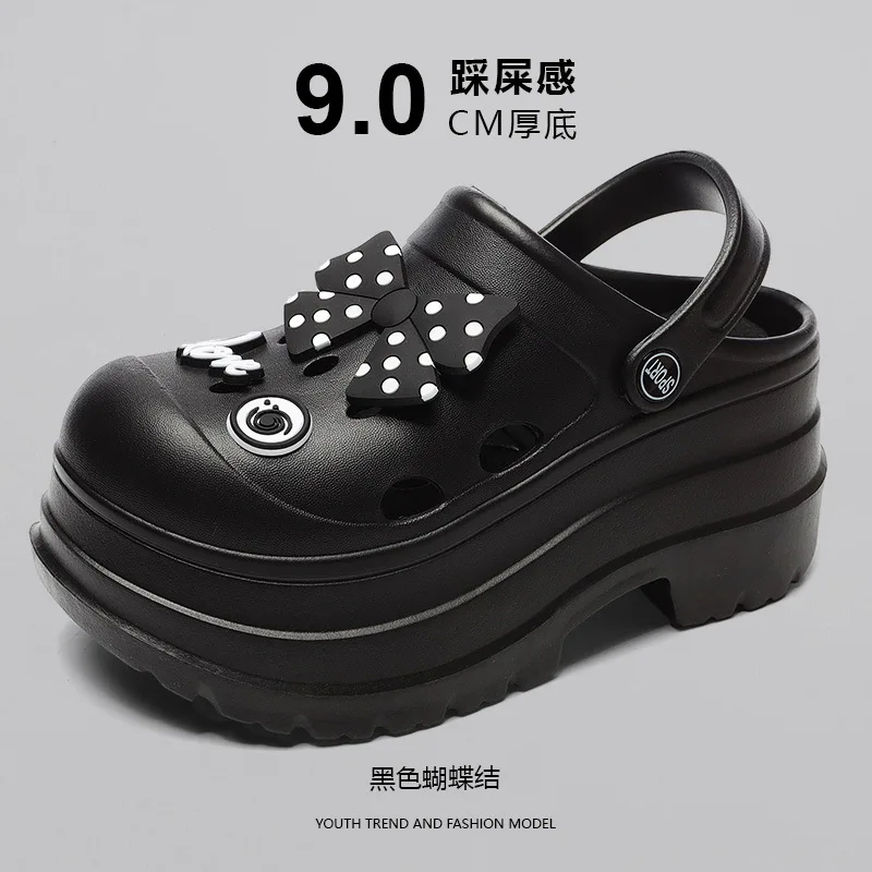 Women 9CM Platform Beach Sandals Waterproof Breathable Female Hole Slides Soft EVA Outdoor Slippers Ladies Thicken Sole Slides