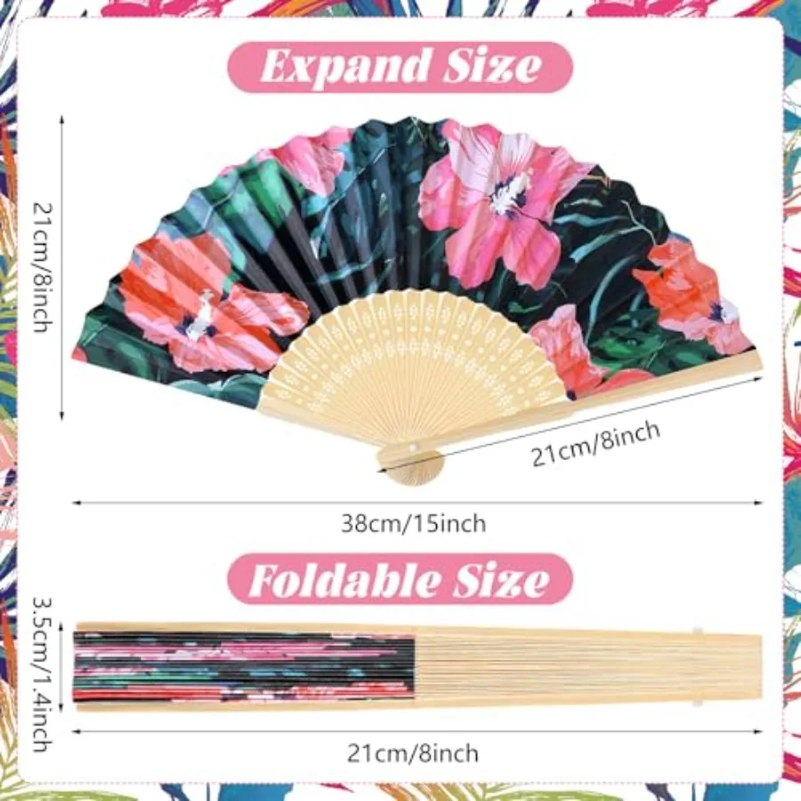 Karenhi 60 Pcs Havana Nights Folding Fans Bulk Hibiscus Tropical Folding Cuban Hand Held Fans Havana Nights Party Decorations f - view 3